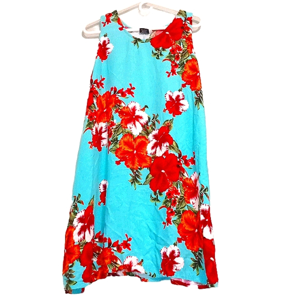 Hawaiian dress with gorgeous orange & red flowers